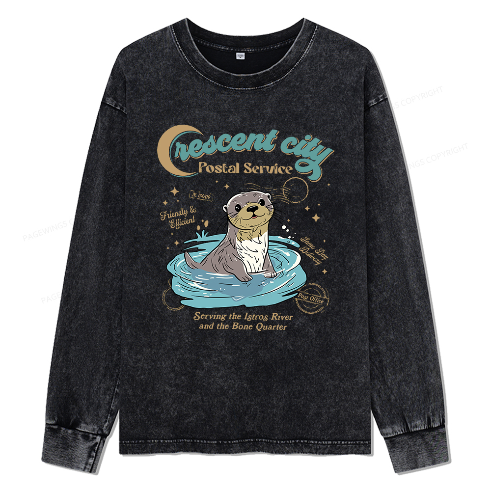 Pagewings Crescent City Postal Service Unisex Washed Long Sleeve T-shirt