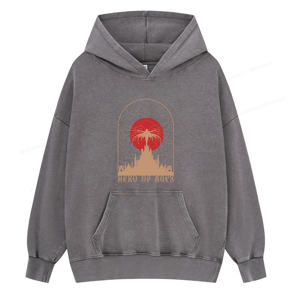 Pagewings Mist Bookish Unisex Washed Hoodie