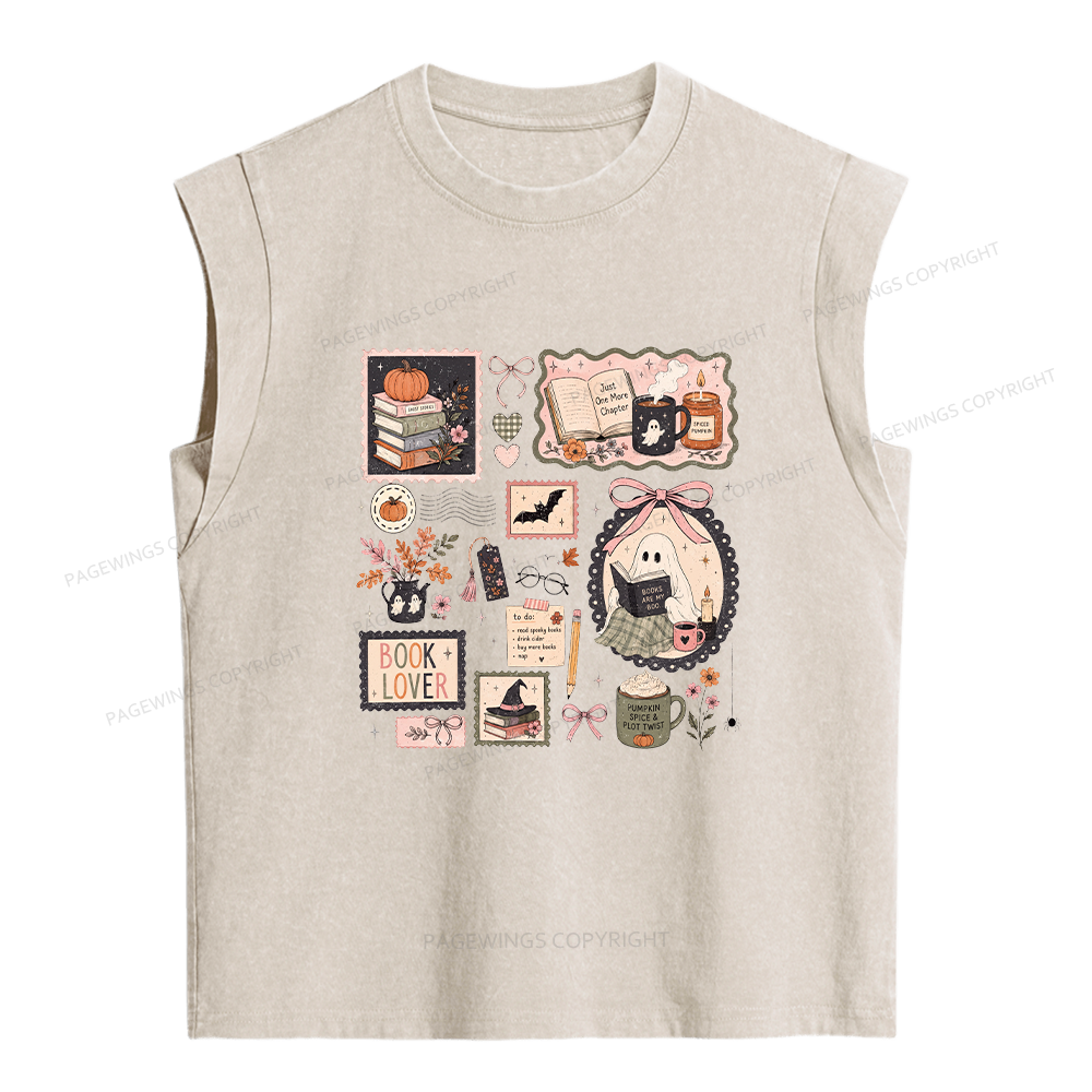 Pagewings Halloween Book Club Women's Washed Tank Top