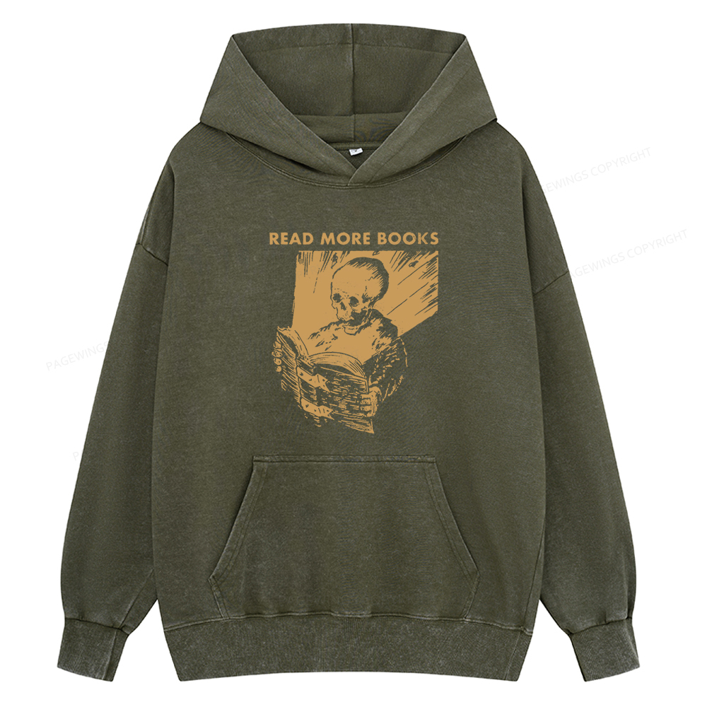 Pagewings Read More Books Unisex Washed Hoodie