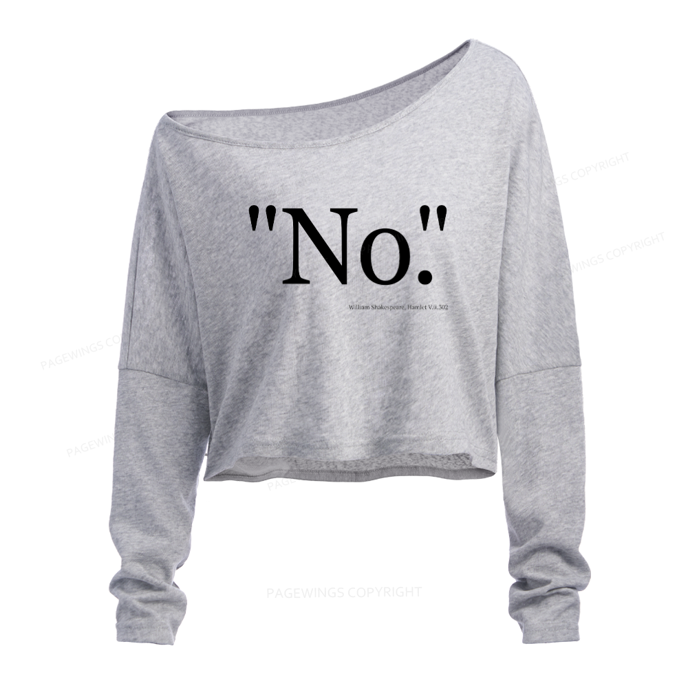 Pagewings Book Quote Slouchy Long Sleeve Off Shoulder T-shirt