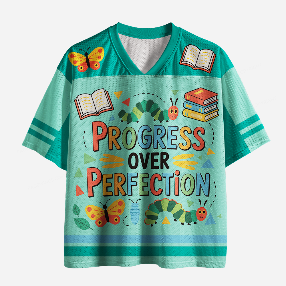 Pagewings Progress Over Perfection Unisex Mesh Jersey