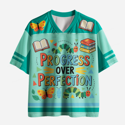 Pagewings Progress Over Perfection Unisex Mesh Jersey