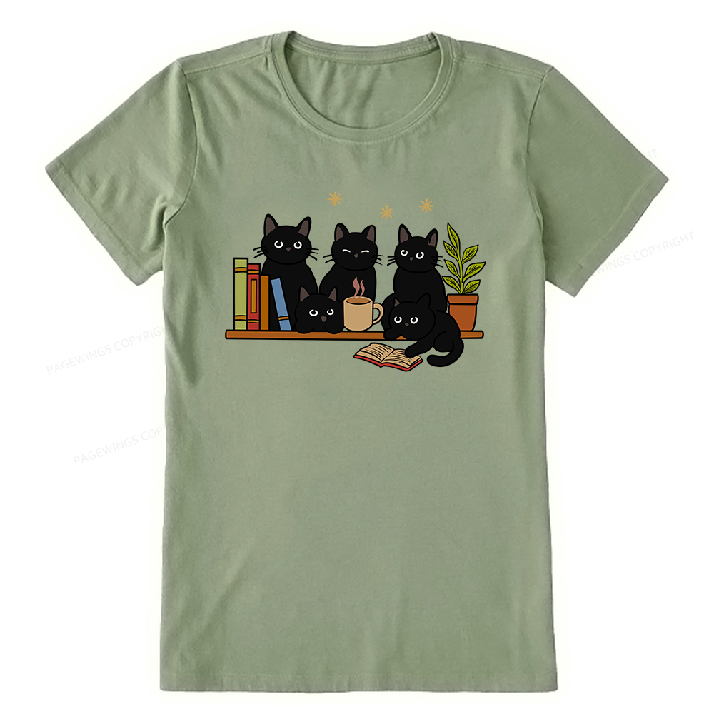 Pagewings Cat On Bookshelf Unisex Classic T-shirt