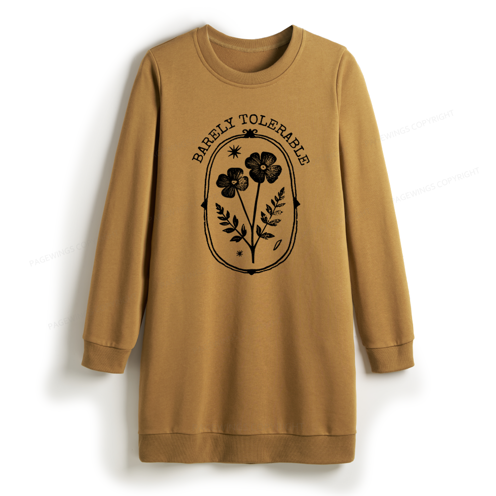 Pagewings Vintage Linocut Flower Sweatshirt Dress