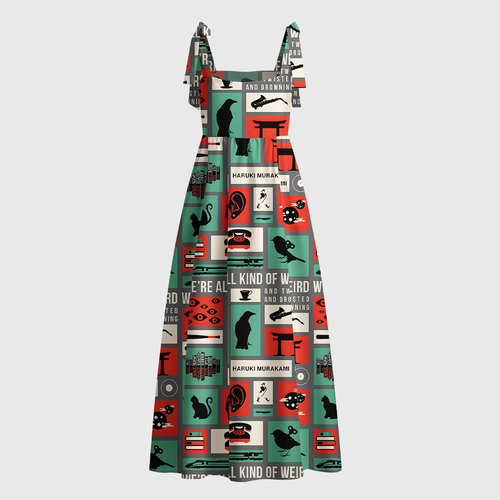 Pagewings Sci-Fi Books Lover Tie Shoulder Maxi Dress