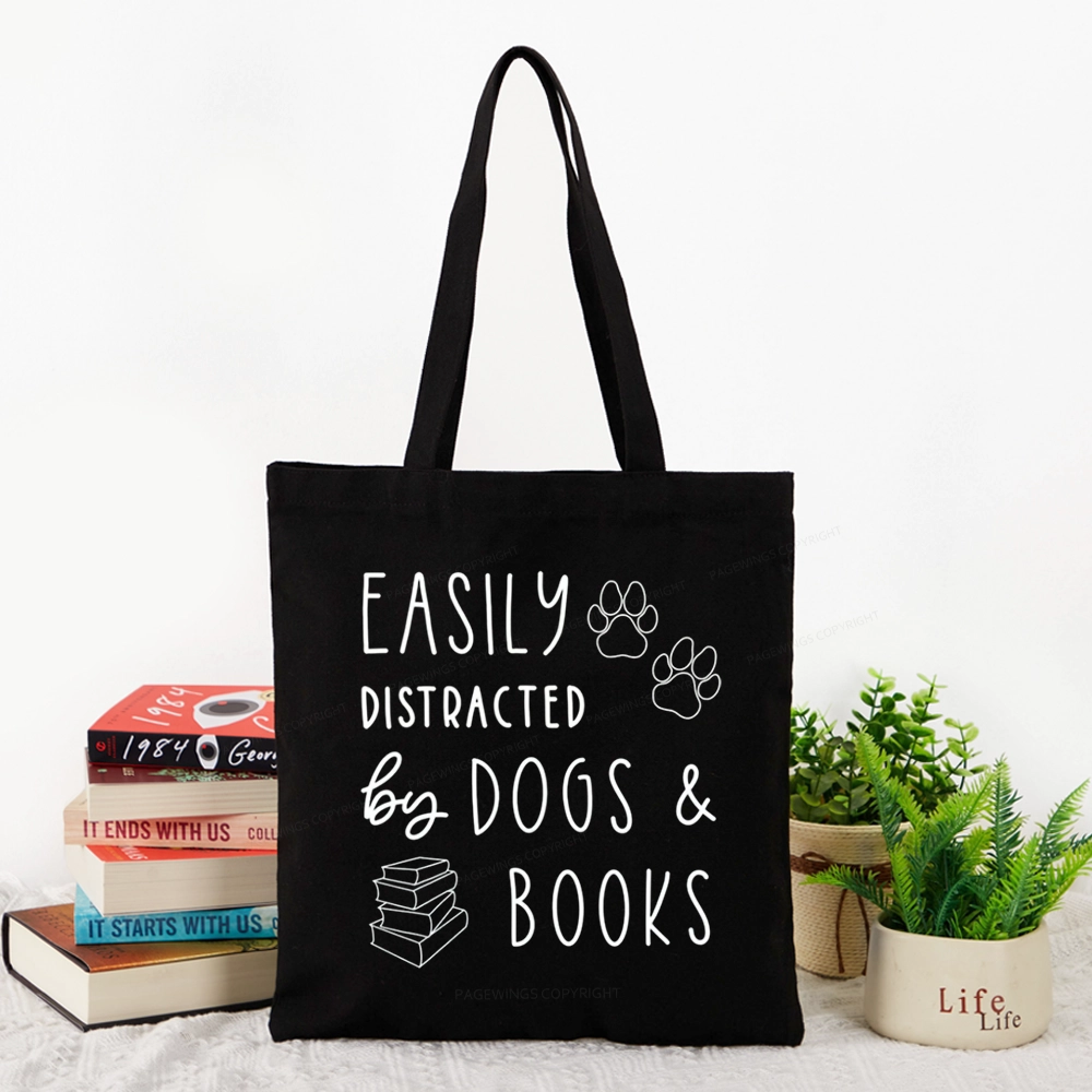 Pagewings Dogs And Books Tote Bag