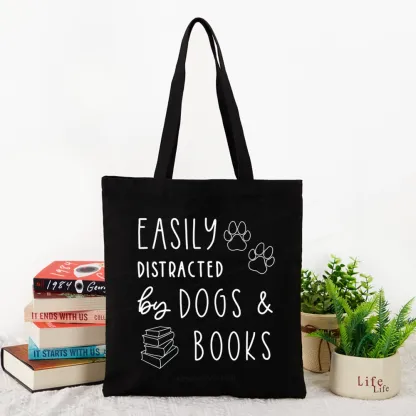 Pagewings Dogs And Books Tote Bag