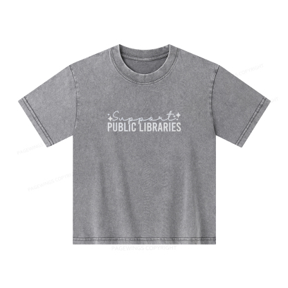 Pagewings Public Libraries Unisex Kids Washed T-shirt