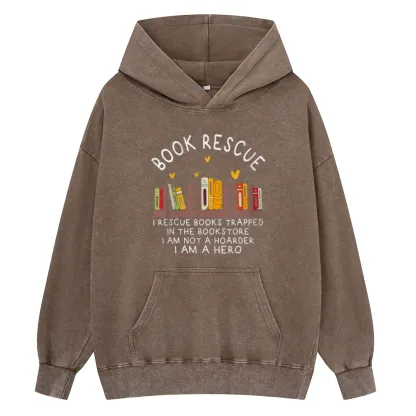 Pagewings Book Rescue Unisex Washed Hoodie