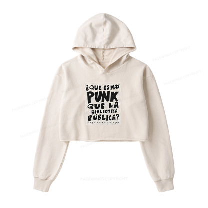 Pagewings What's More Punk Than The Public Library Washed Crop Hoodie