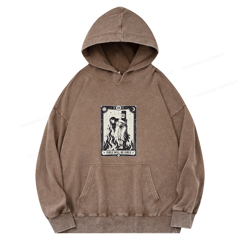 Pagewings Girls Will Be Girls Unisex Washed Hoodie