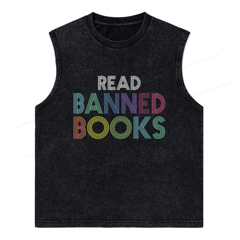 Pagewings Read Banned Books Shirt Unisex Washed Tank Top
