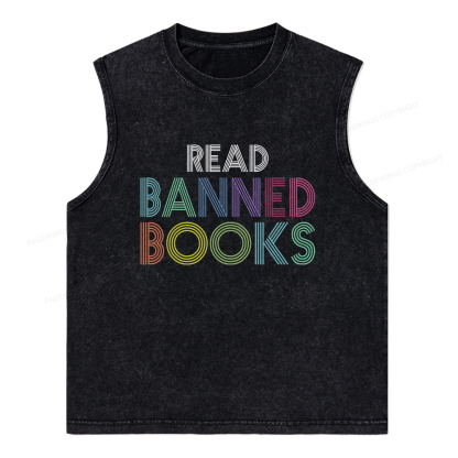 Pagewings Read Banned Books Shirt Unisex Washed Tank Top