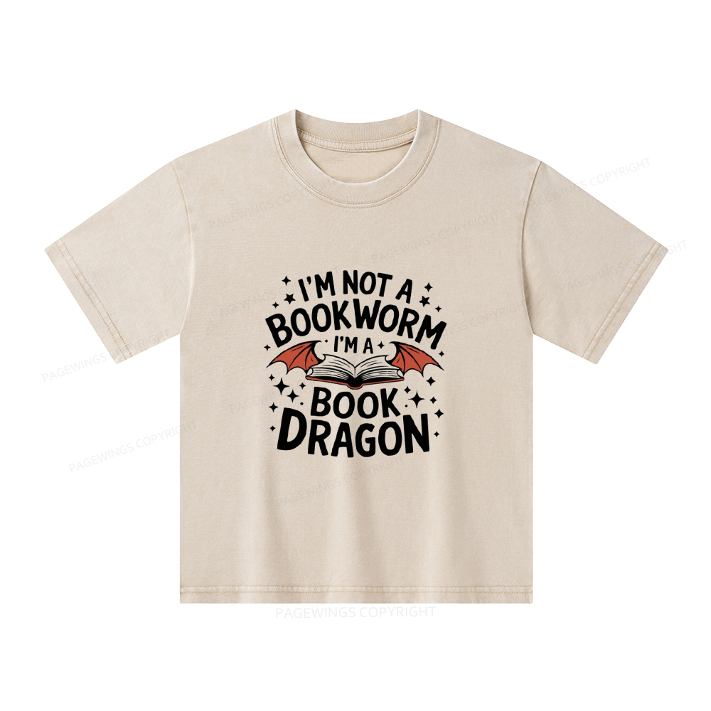 Pagewings I'm Not A Bookworm I'm A Book Dragon Unisex Kids Washed T-shirt