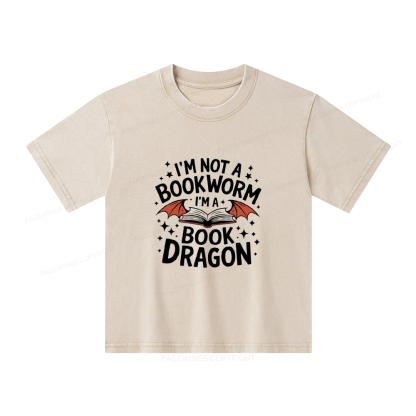 Pagewings I'm Not A Bookworm I'm A Book Dragon Unisex Kids Washed T-shirt