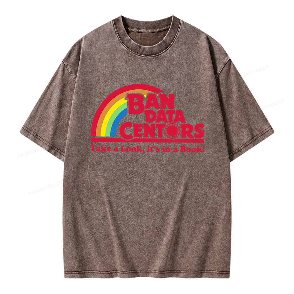 Pagewings Ban Data Centers Read Books Unisex Washed T-shirt