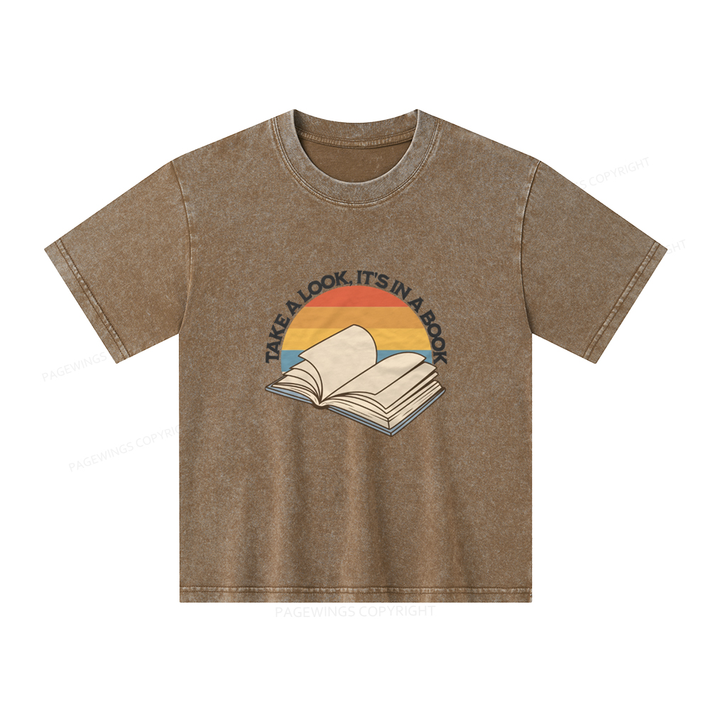 Pagewings Take A Look It's In A Book Unisex Kids Washed T-shirt