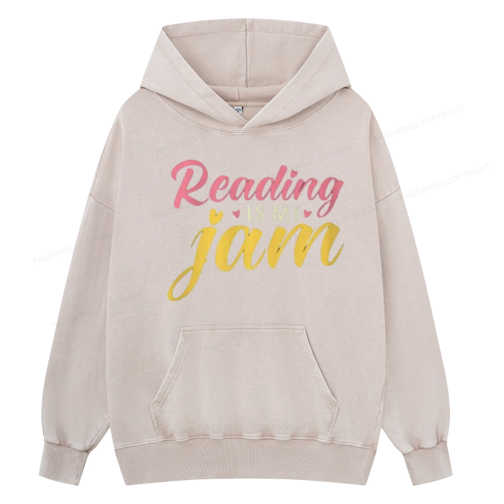Pagewings Reading is My Jam Unisex Washed Hoodie