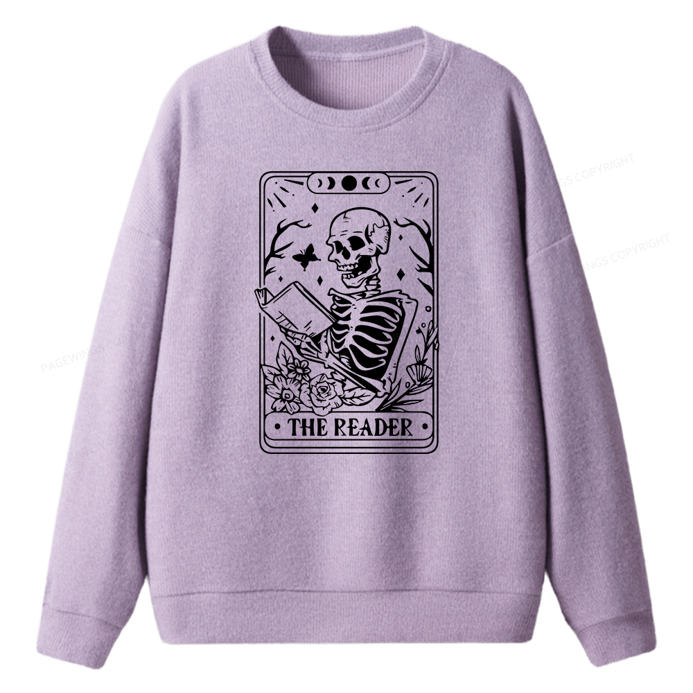 Pagewings Halloween The Reader Tarot Card Unisex Knit Sweatshirt
