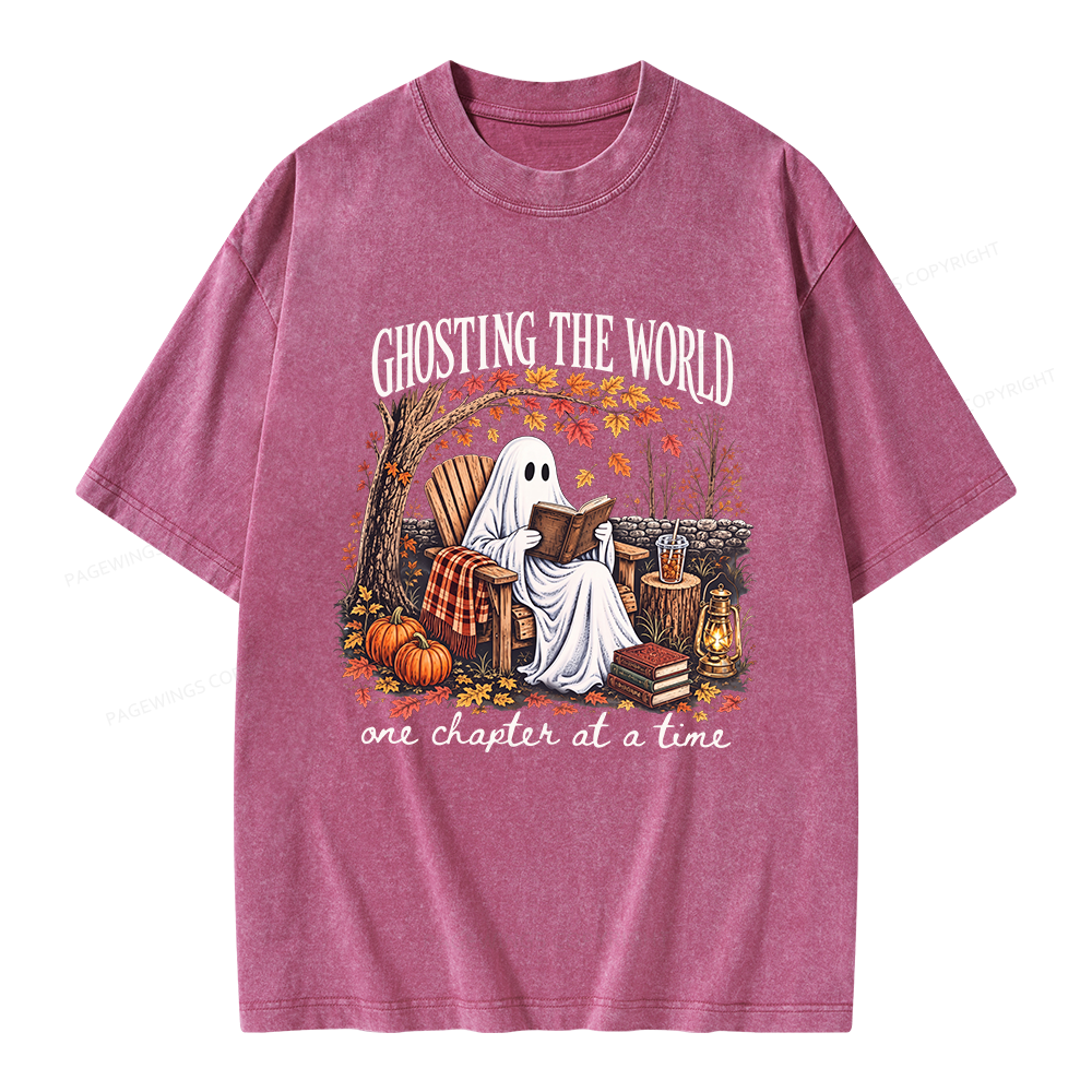 Pagewings Ghosting The World Sublimation Unisex Washed T-shirt