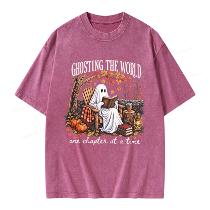 Pagewings Ghosting The World Sublimation Unisex Washed T-shirt