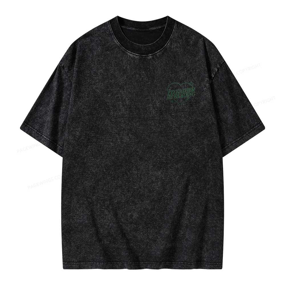 Pagewings Embroidery I'd Rather be Reading Unisex Washed T-shirt