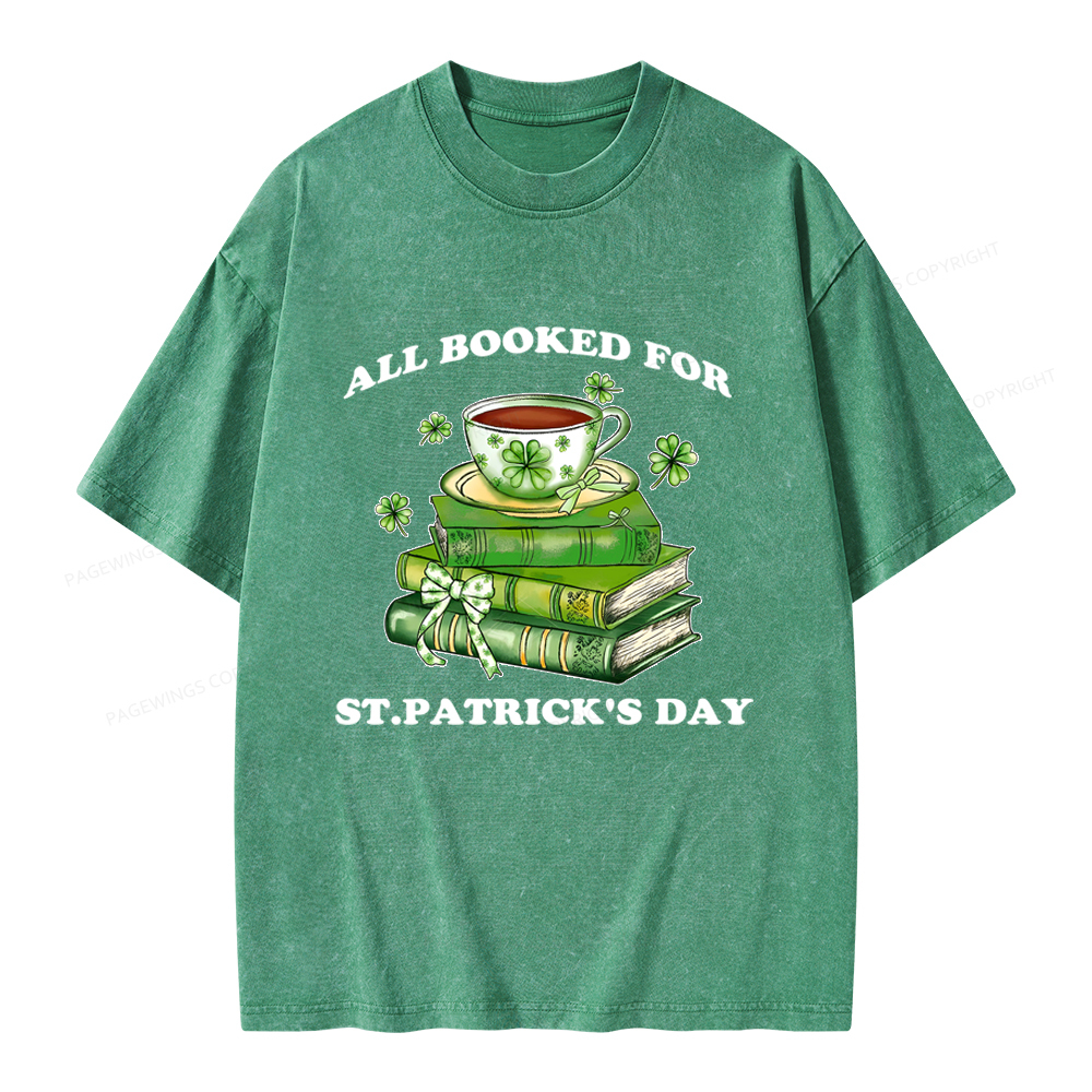 Pagewings All Booked For St. Patrick's Day Unisex Washed T-shirt