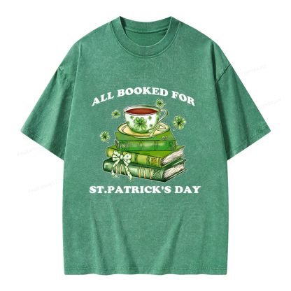 Pagewings All Booked For St. Patrick's Day Unisex Washed T-shirt