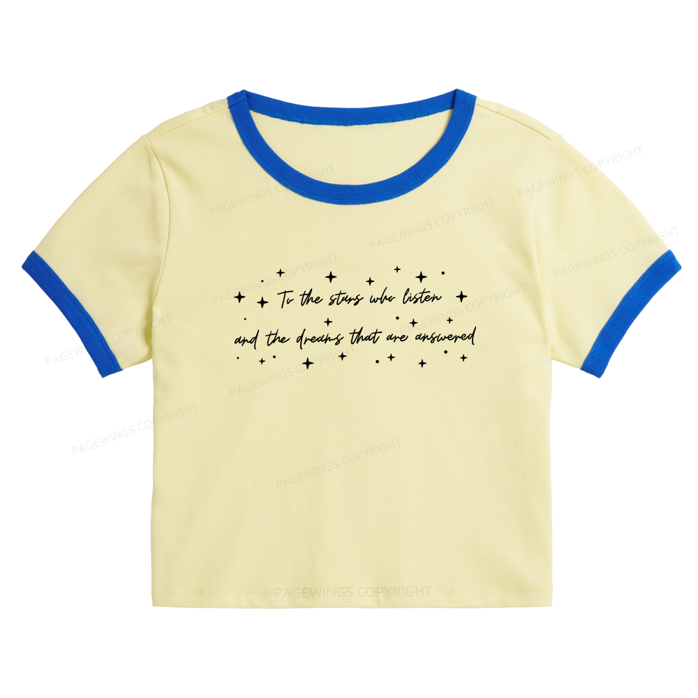 Pagewings To the Stars Who Listen Baby Tee Cropped Ringer T-Shirt