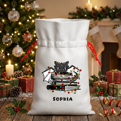 Pagewings Personalized Cute Book Dragon Christmas Santa Sack