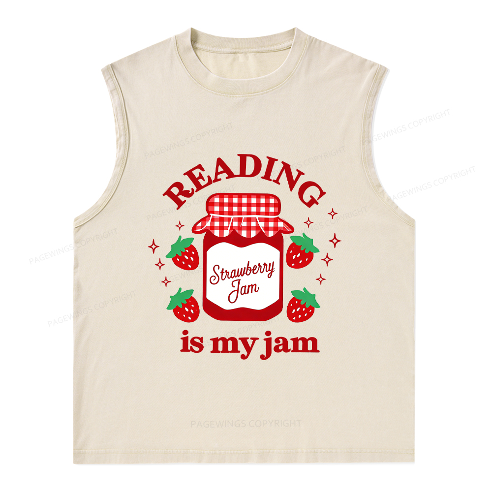 Pagewings Valentines Day Reading is My Jam Unisex Washed Tank Top
