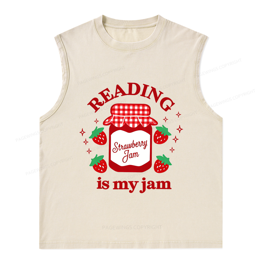 Pagewings Valentines Day Reading is My Jam Unisex Washed Tank Top