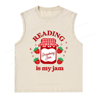 Pagewings Valentines Day Reading is My Jam Unisex Washed Tank Top
