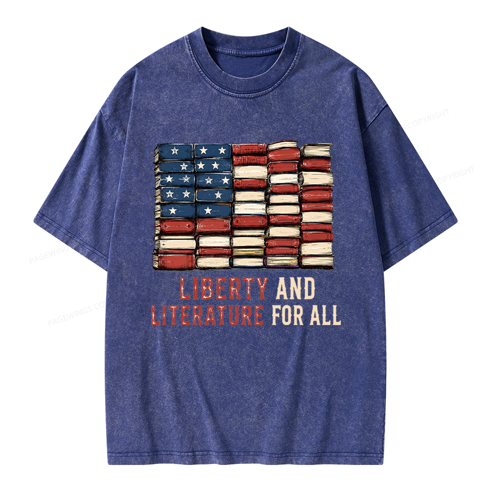 Pagewings Liberty and Literature Unisex Washed T-shirt