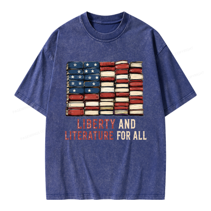 Pagewings Liberty and Literature Unisex Washed T-shirt