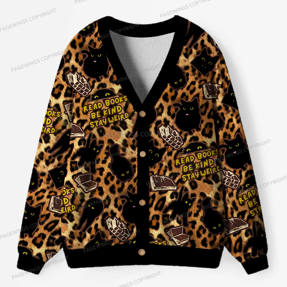 Pagewings Read Books Be Kind Stay Weird Unisex Ugly Cardigan Sweaters