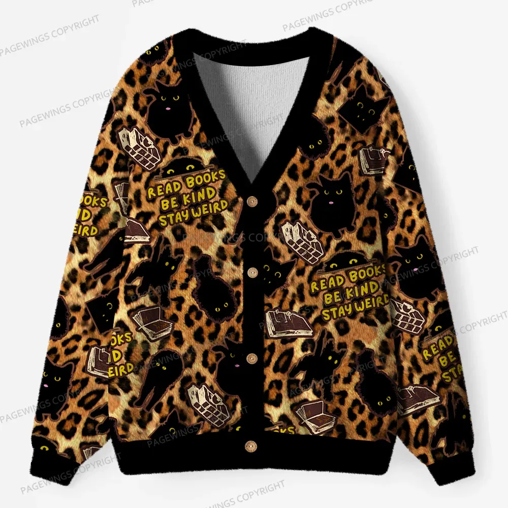 Pagewings Read Books Be Kind Stay Weird Unisex Ugly Cardigan Sweaters