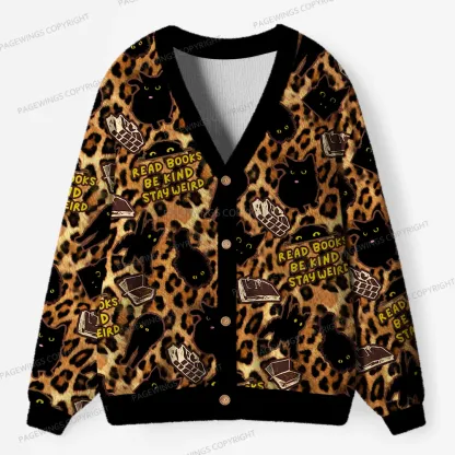 Pagewings Read Books Be Kind Stay Weird Unisex Ugly Cardigan Sweaters