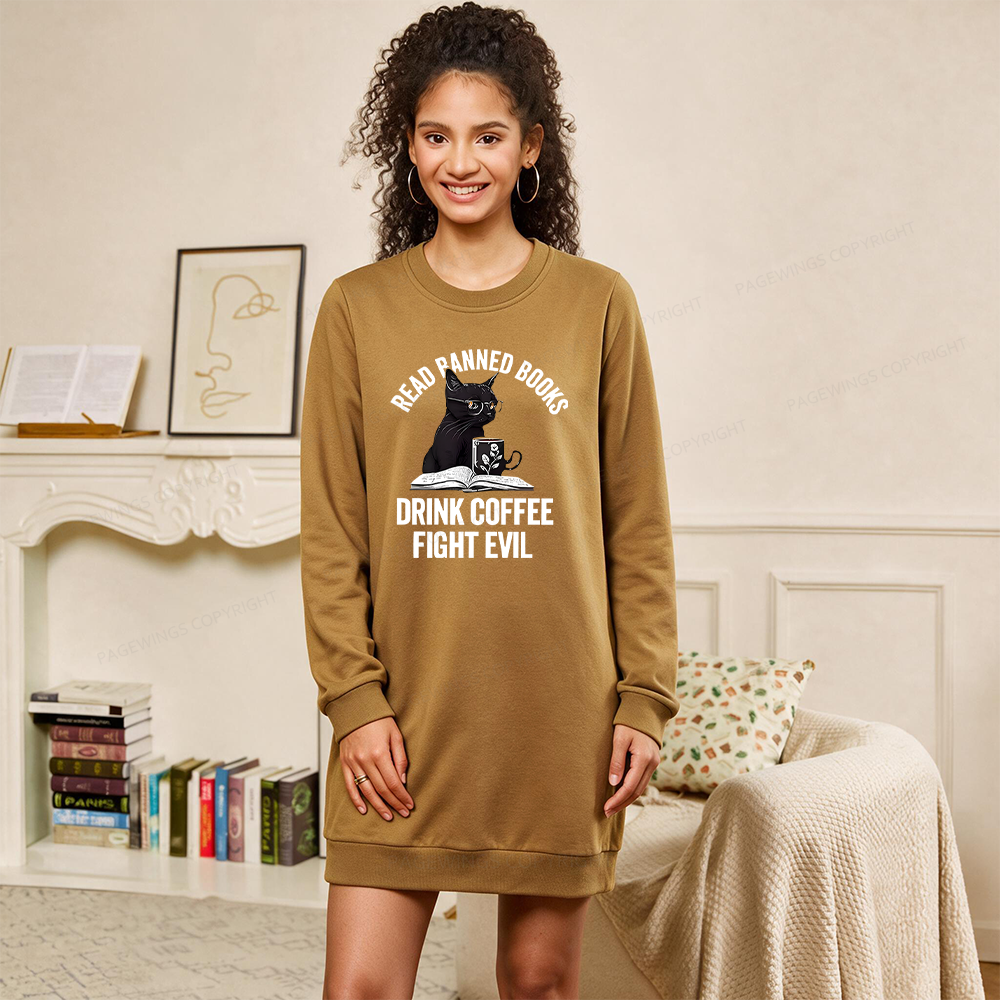 Pagewings Read Books Drink Coffee Fight Evil Sweatshirt Dress