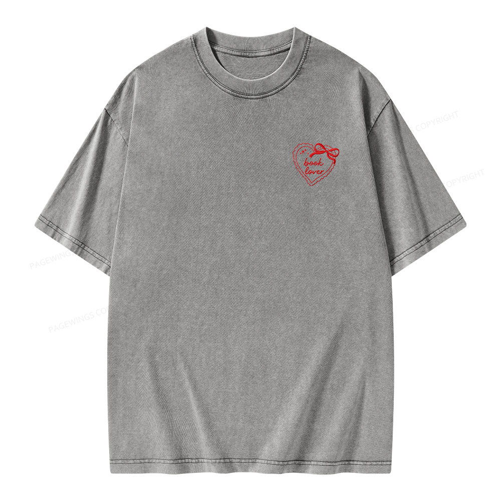 Pagewings Embroidered Book Lover Unisex Washed T-shirt