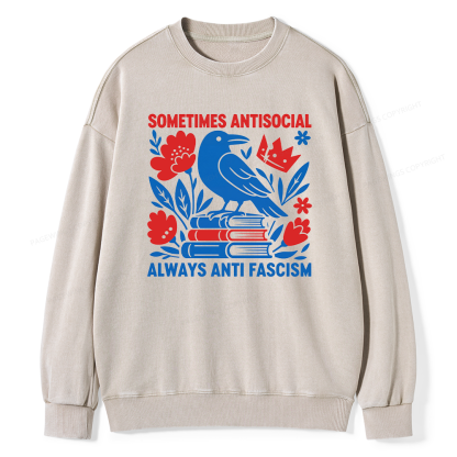 Pagewings Anti Fascism Unisex Washed Sweatshirt