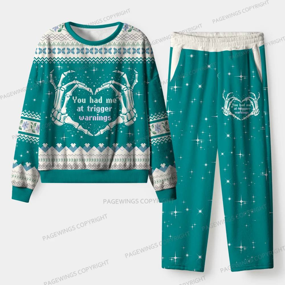 Pagewings You Had Me At Trigger Warnings Unisex Flannel Pajama Set