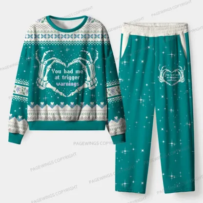 Pagewings You Had Me At Trigger Warnings Unisex Flannel Pajama Set