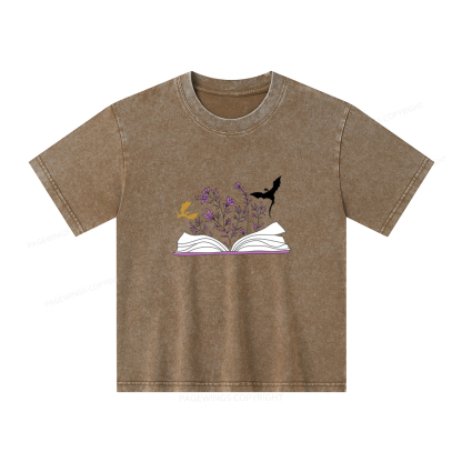 Pagewings Fourth Wing Flower Book Unisex Kids Washed T-shirt