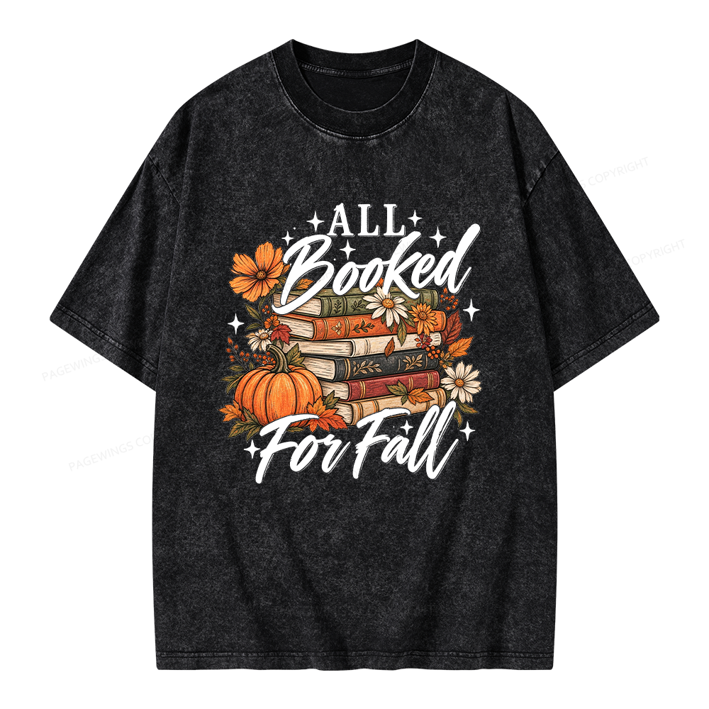 Pagewings Booked For Fall Pumpkin Unisex Washed T-shirt