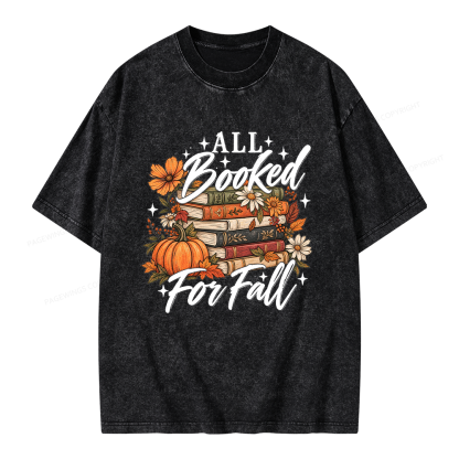 Pagewings Booked For Fall Pumpkin Unisex Washed T-shirt
