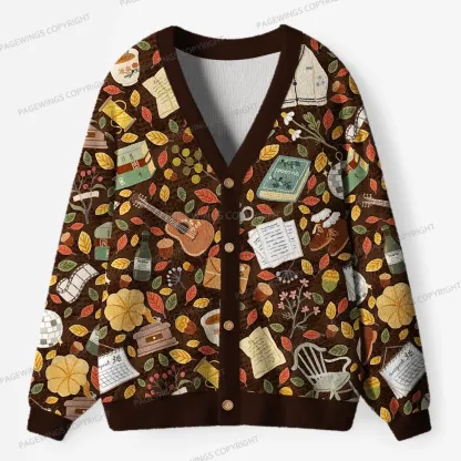 Pagewings Pumpkin Reading Season Unisex Ugly Cardigan Sweaters