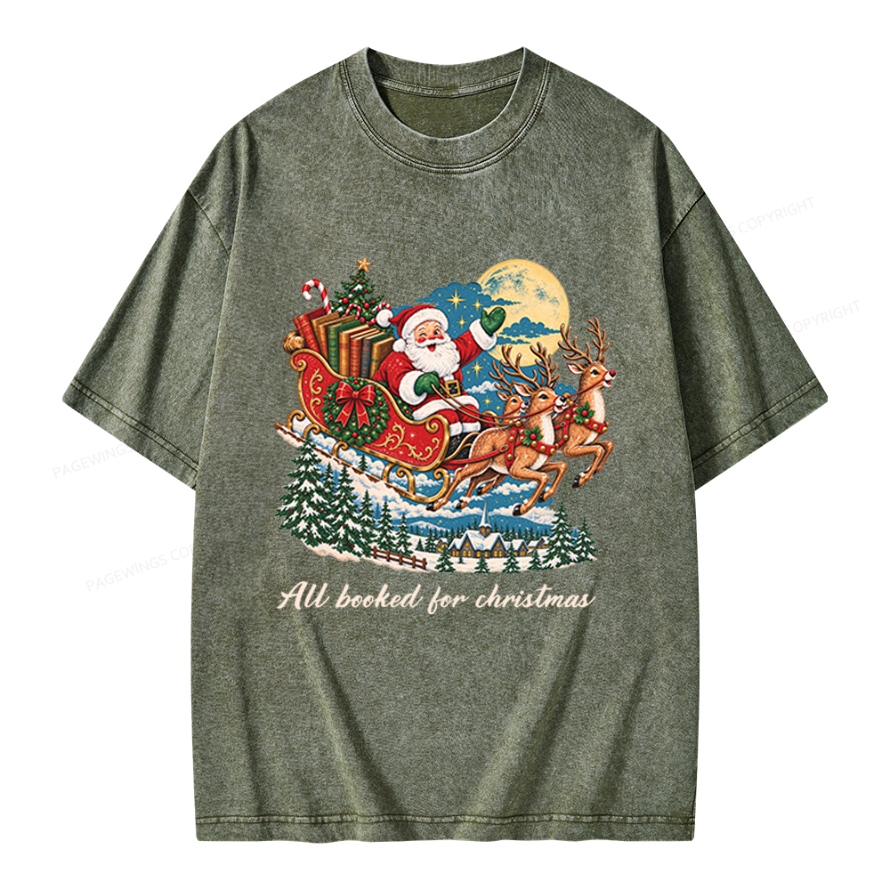 Pagewings All Booked For Christmas Unisex Washed T-shirt