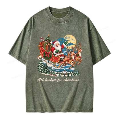 Pagewings All Booked For Christmas Unisex Washed T-shirt